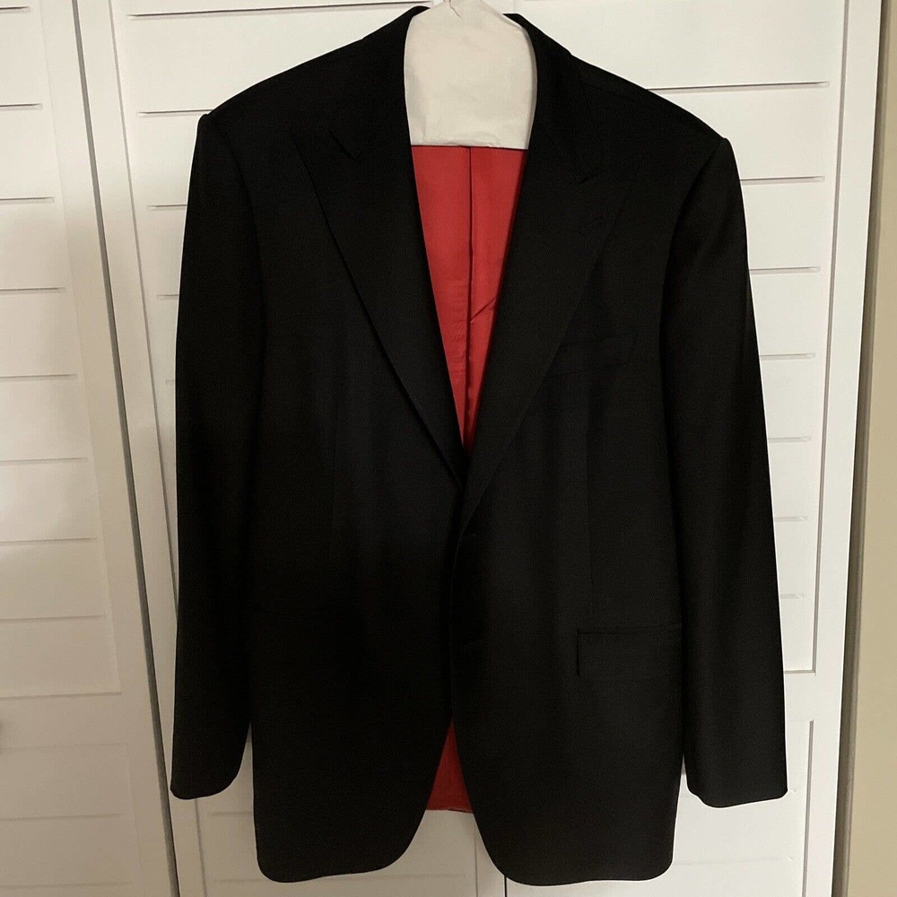 Samuelsohn Black Wool Sport Coat 42R Alton Super 110s Made in Canada Dry Cleaned